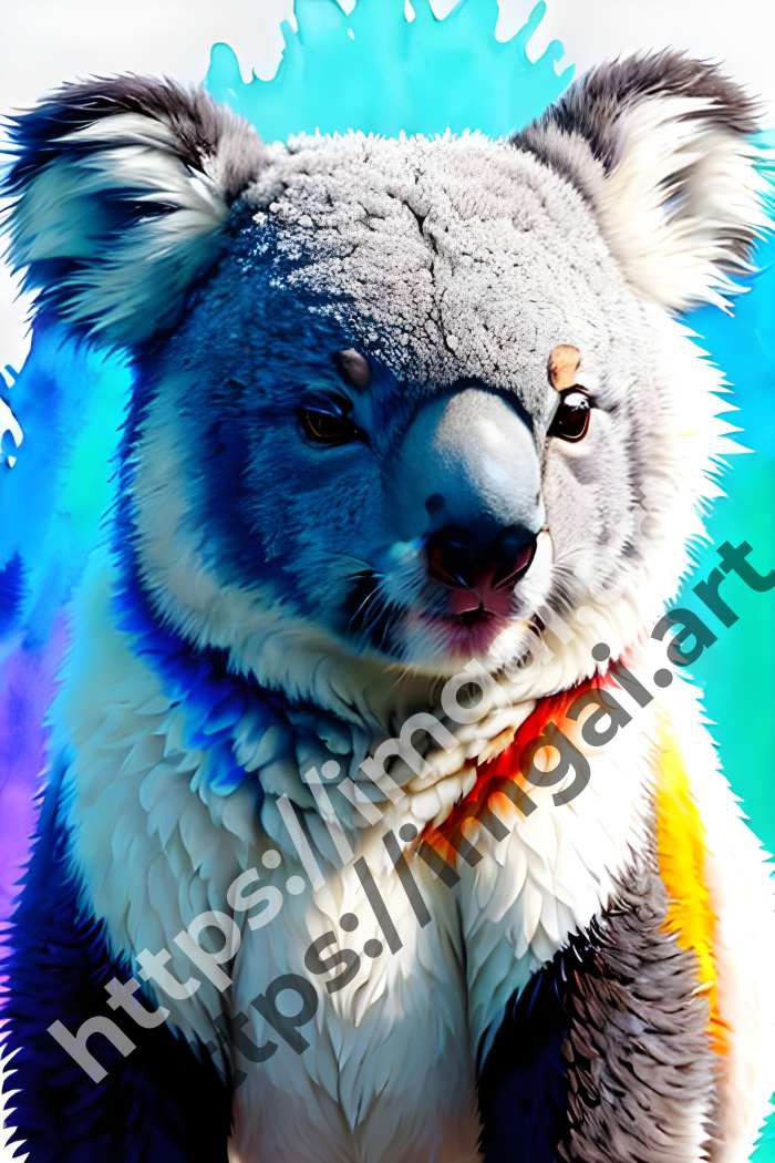  Постер koala (дикие животные)  в стиле Акварель, Splash art. №1016
