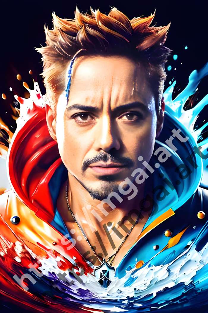  Постер Robert Downey Jr. (актеры)  в стиле Splash art. №1021