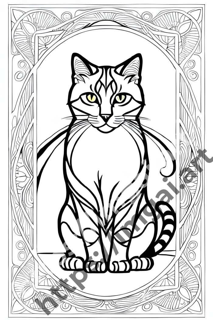  Раскраска cat (домашние животные). №1043