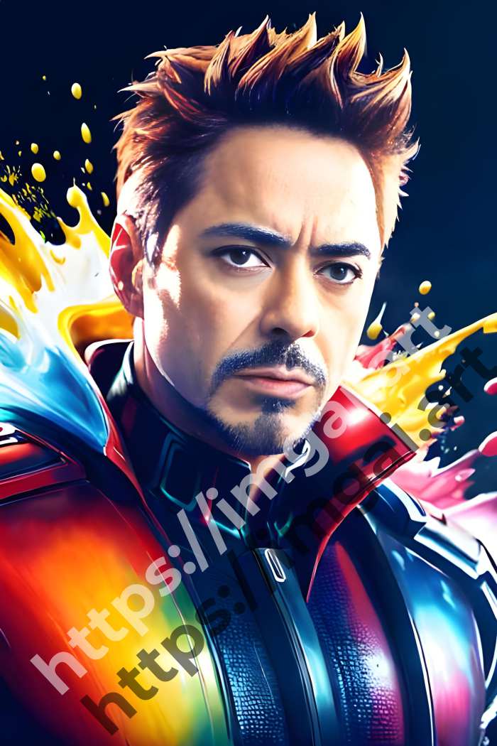  Постер Robert Downey Jr. (актеры)  в стиле Splash art. №1047