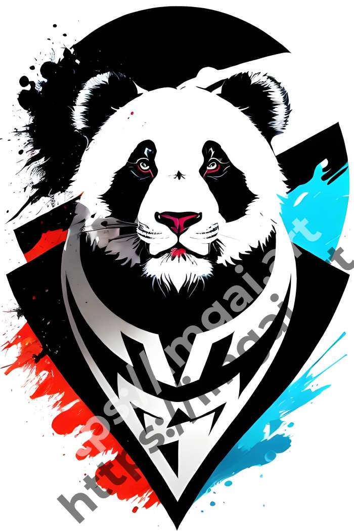  Принт panda (дикие животные)  в стиле Splash art. №1054