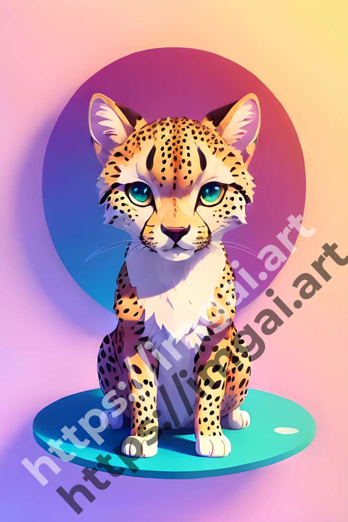  Принт cheetah (дикие кошки)  в стиле Акварель. №106
