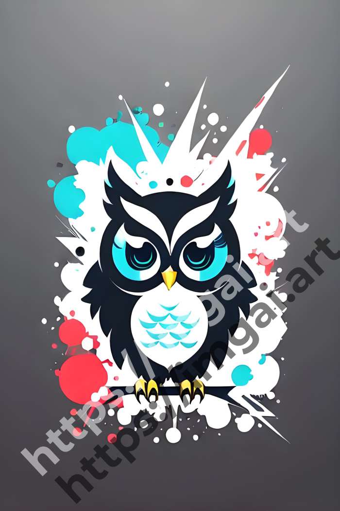  Принт owl (птицы)  в стиле Splash art, Граффити. №1071