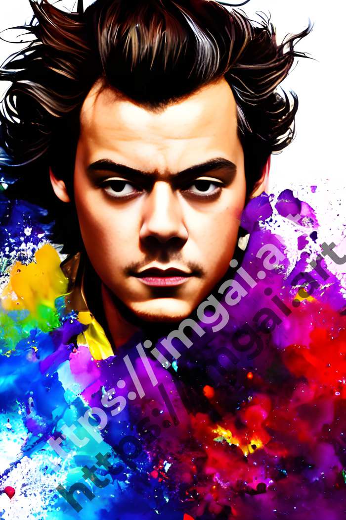  Постер Harry Styles (певцы)  в стиле Splash art. №1072