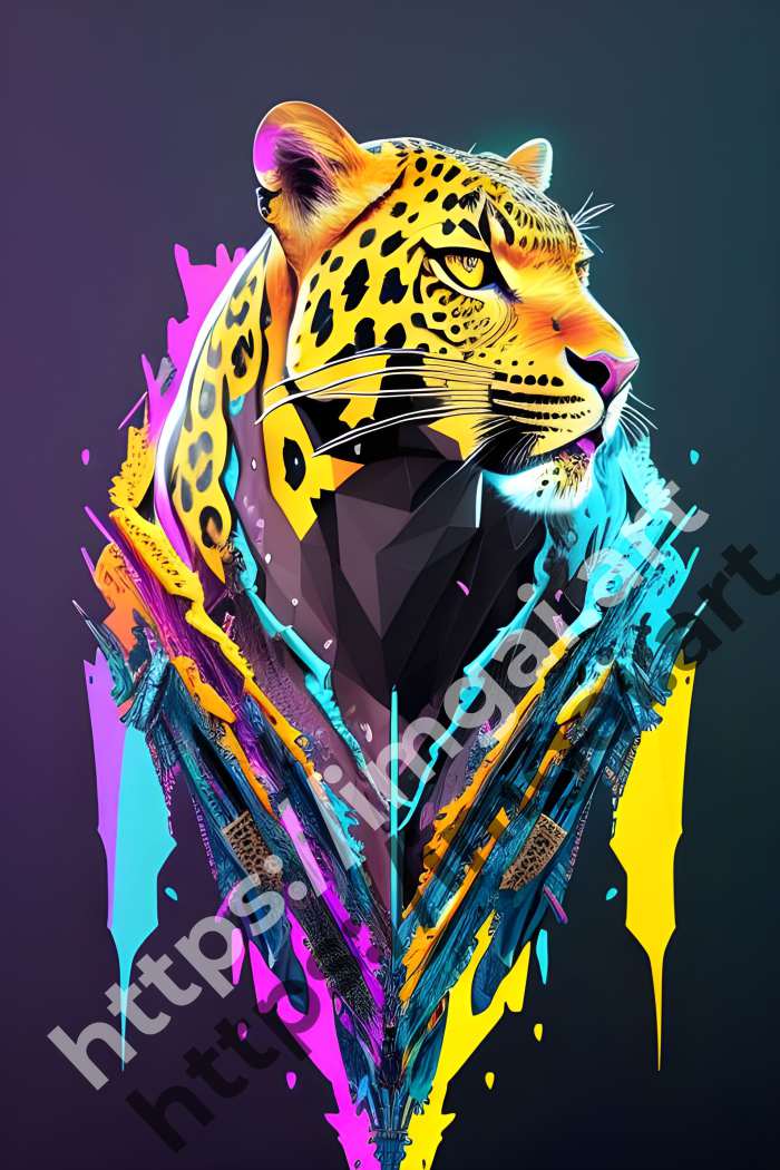  Постер leopard (дикие кошки)  в стиле Low-poly. №1082