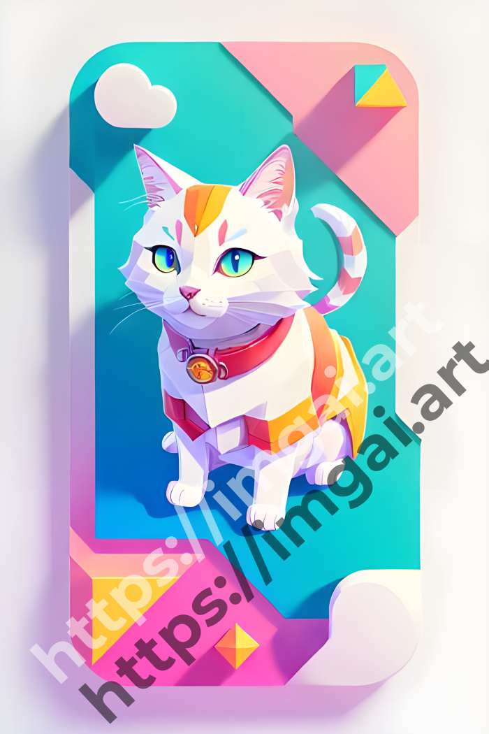  Принт cat (домашние животные)  в стиле Splash art. №1083