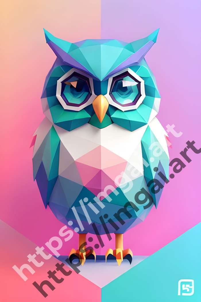  Принт owl (птицы)  в стиле Low-poly. №110