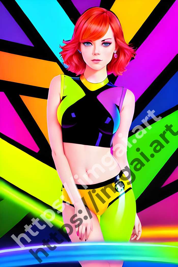  Постер Emma Stone (актеры)  в стиле Клипарт, Неоновые цвета. №1118
