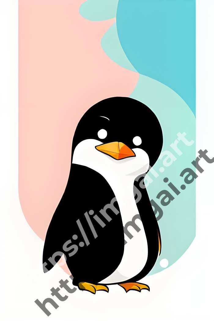  Принт penguin (птицы)  в стиле Splash art. №1149