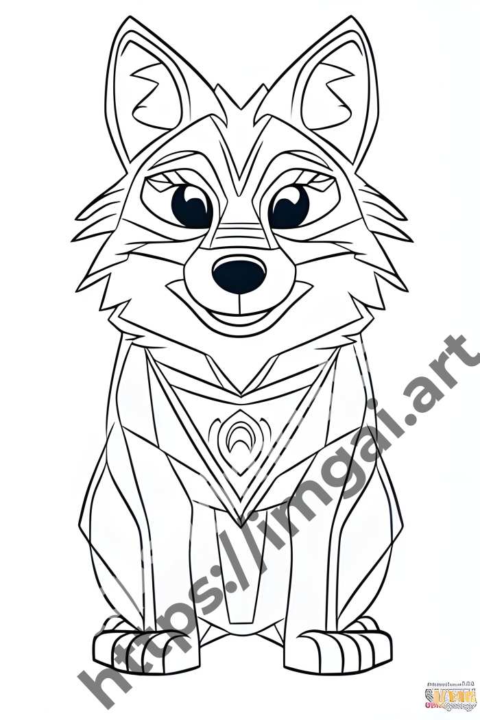  Раскраска wolf (дикие животные)  в стиле Disney. №115