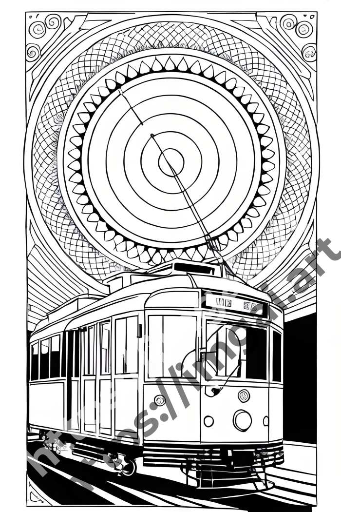  Раскраска Tram (транспорт)  в стиле Disney. №1154