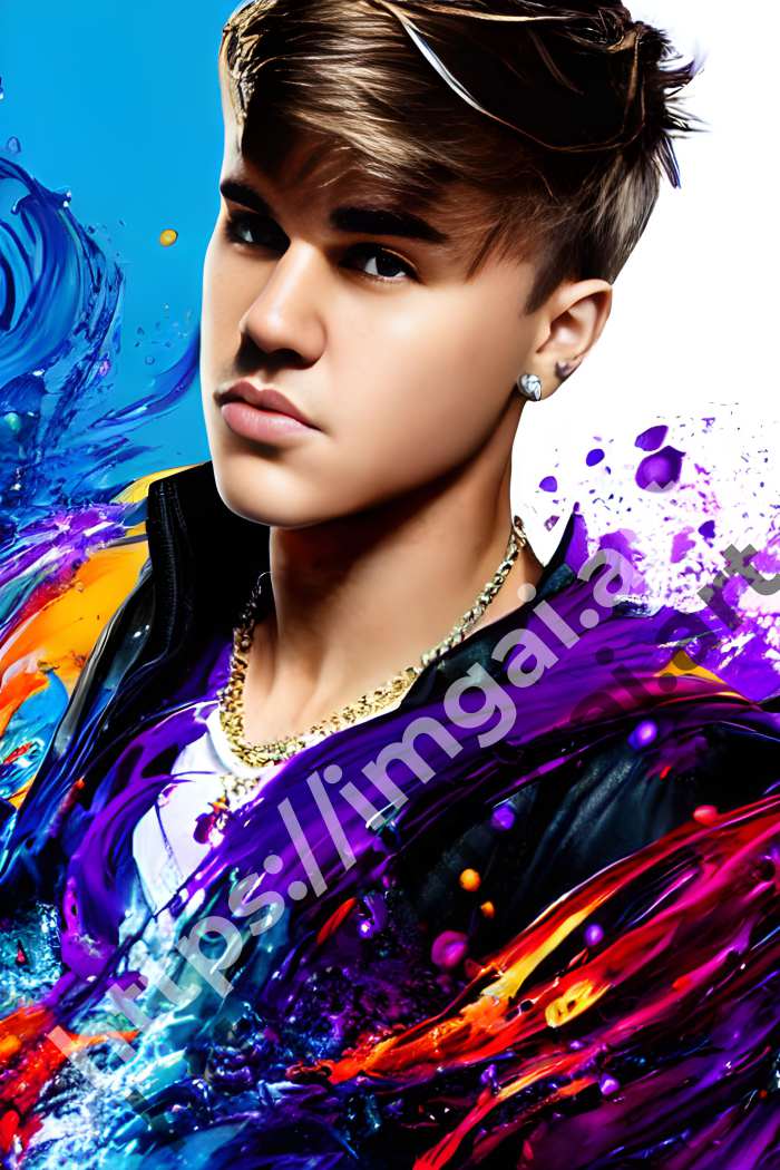  Постер Justin Bieber (певцы)  в стиле Splash art. №1161