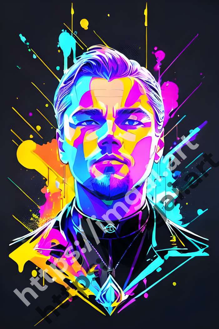  Постер Leonardo DiCaprio (актеры)  в стиле Splash art. №1180