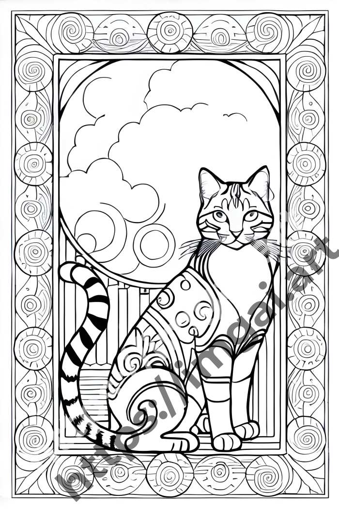  Раскраска cat (домашние животные). №1187