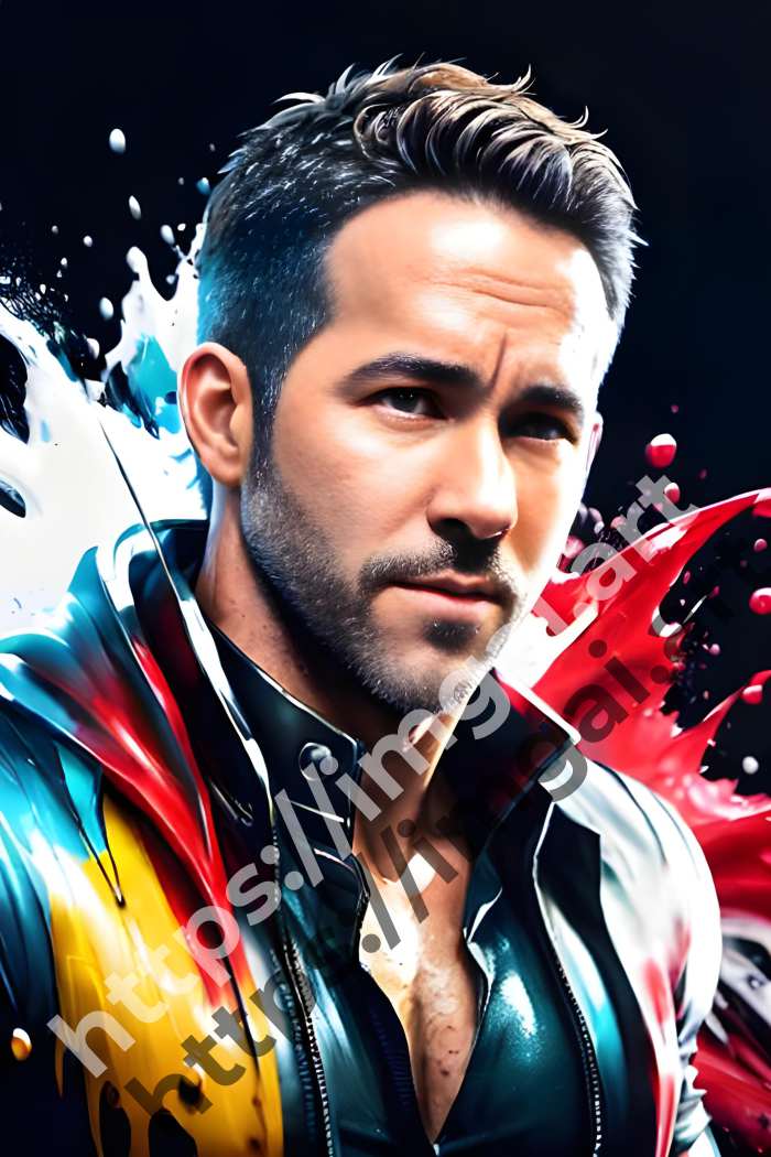  Постер Ryan Reynolds (актеры)  в стиле Splash art. №1191