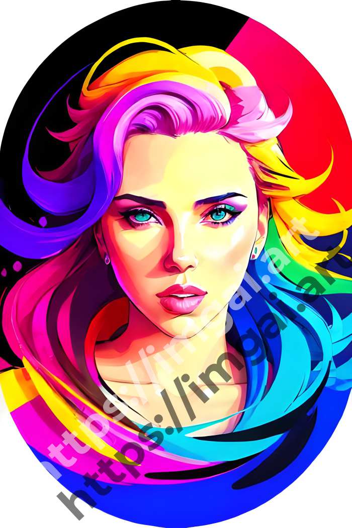  Постер Scarlett Johansson (актеры)  в стиле Splash art, Неоновые цвета. №1193