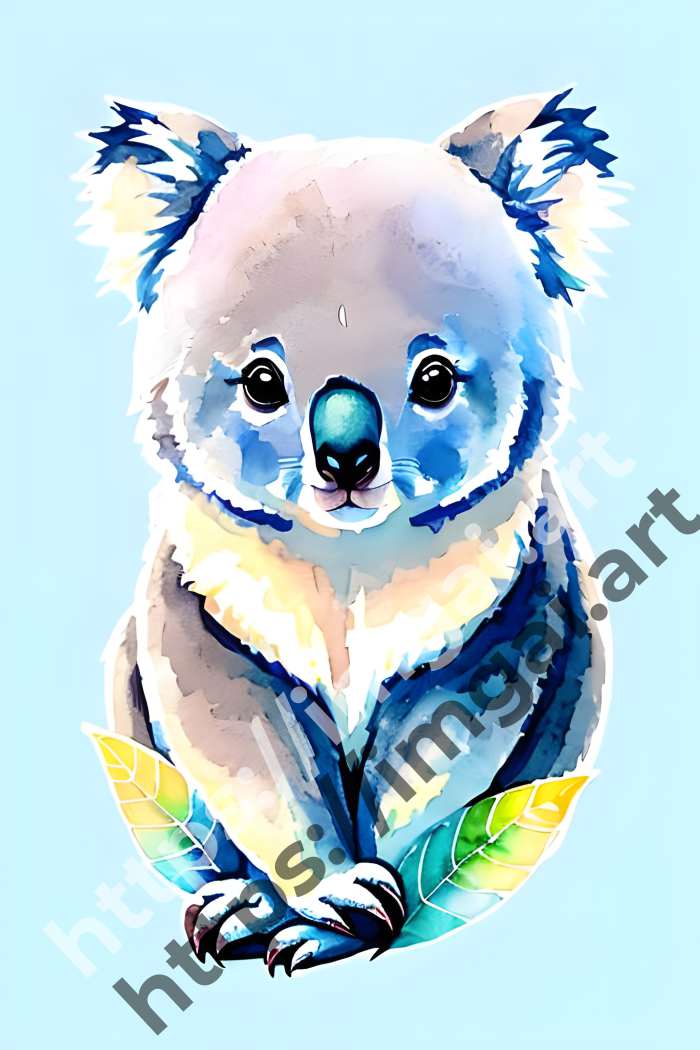  Принт koala (дикие животные)  в стиле Акварель. №1195