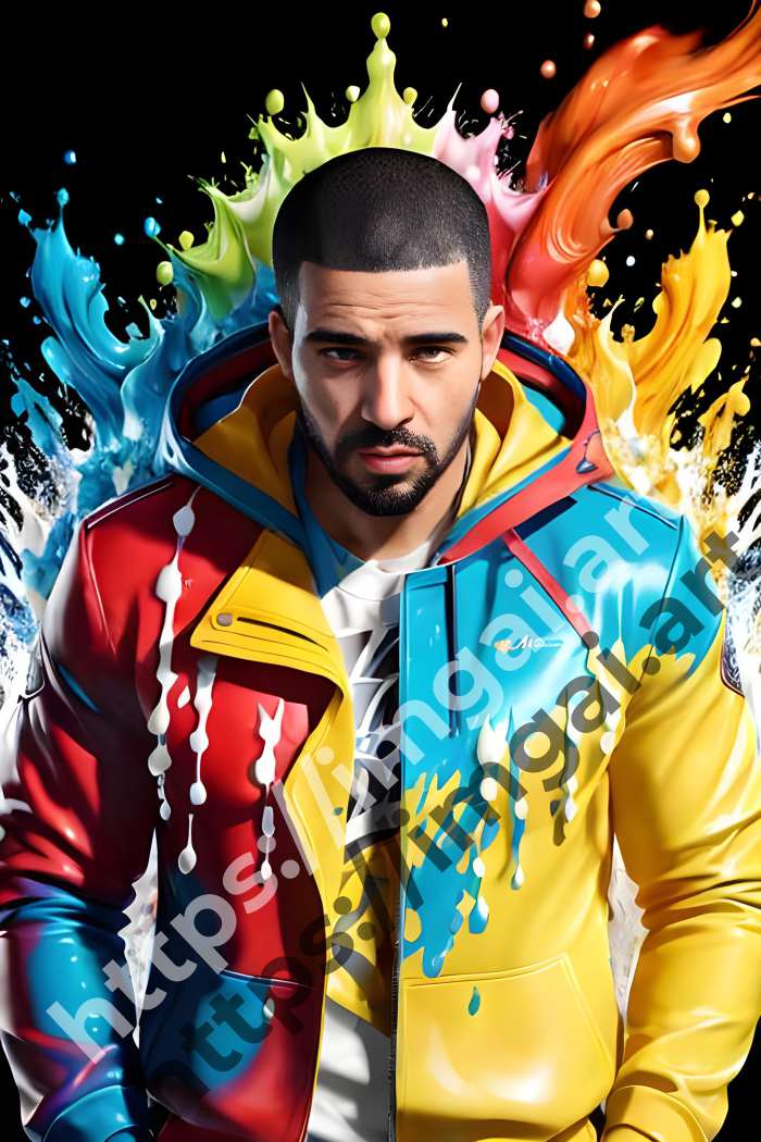  Постер Drake (певцы)  в стиле Splash art. №1202