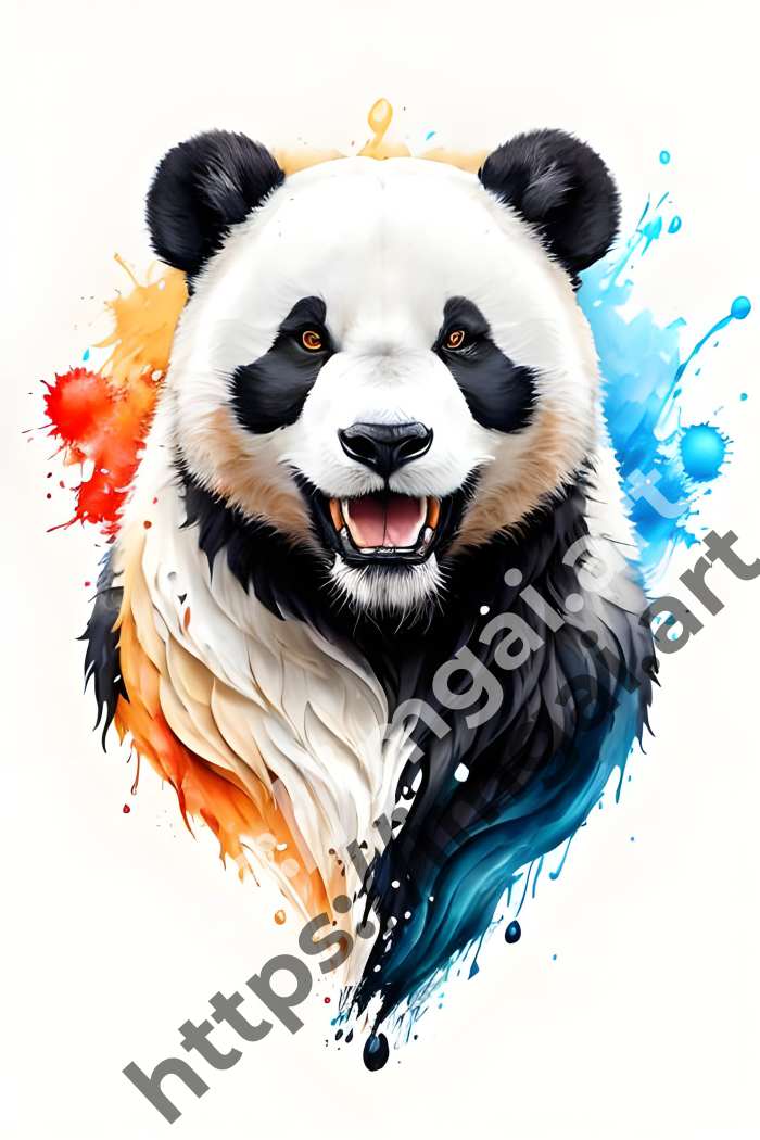  Постер panda (дикие животные)  в стиле Акварель, Splash art. №121