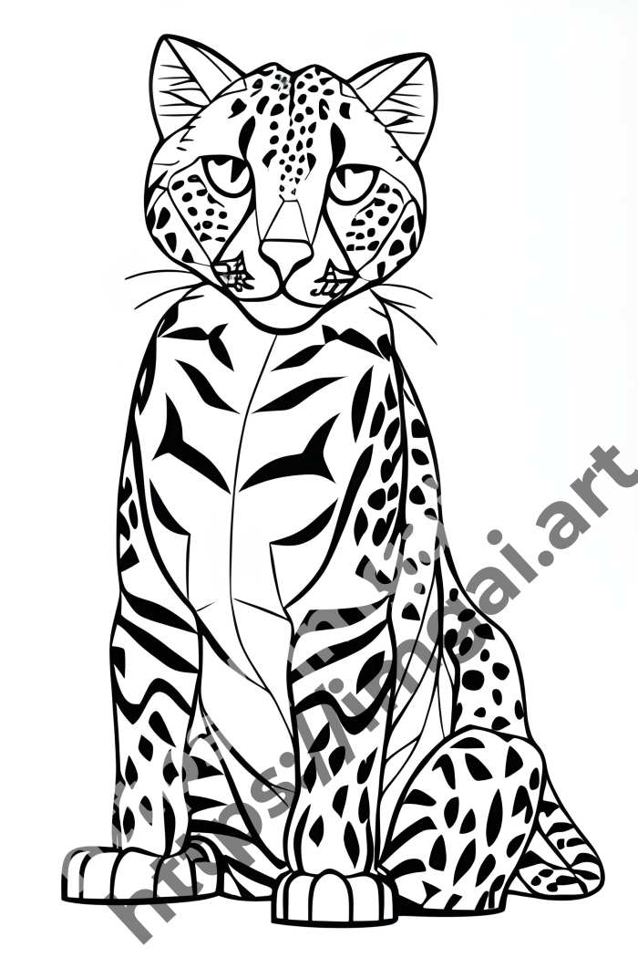  Раскраска cheetah (дикие кошки)  в стиле Low-poly. №1216