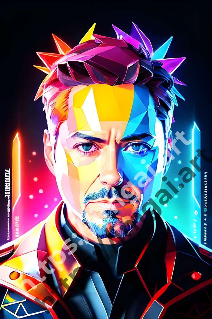  Постер Robert Downey Jr. (актеры)  в стиле Low-poly. №1218