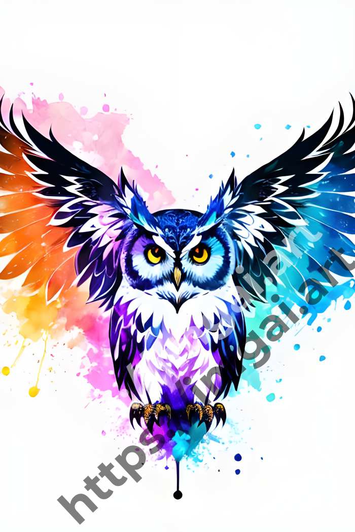  Принт owl (птицы)  в стиле Акварель, Splash art. №1235