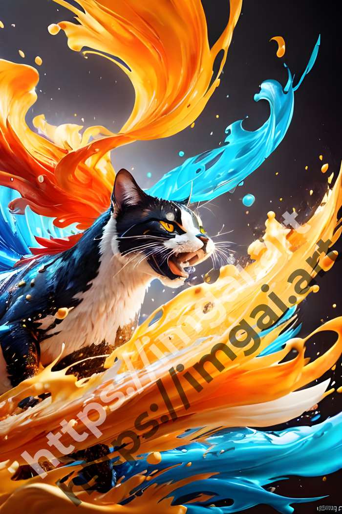  Постер cat (домашние животные)  в стиле Splash art. №124
