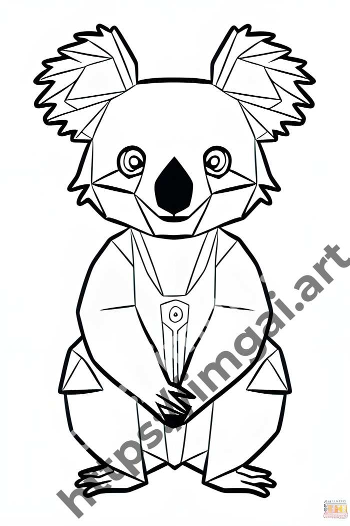  Раскраска koala (дикие животные)  в стиле Low-poly. №125