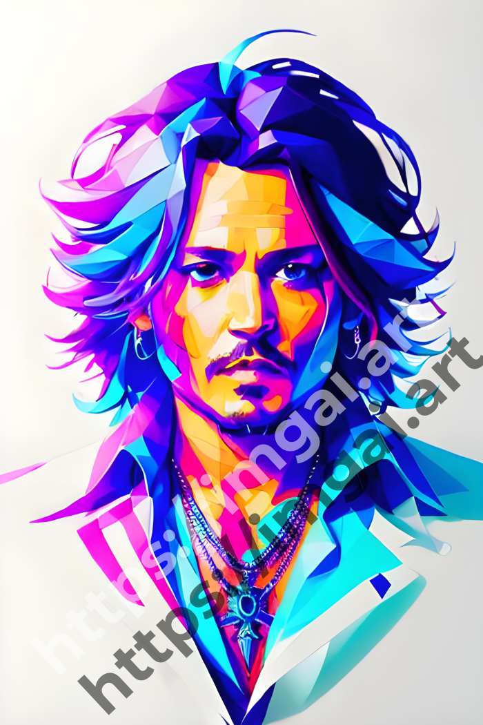  Постер Johnny Depp (актеры)  в стиле Low-poly. №1262