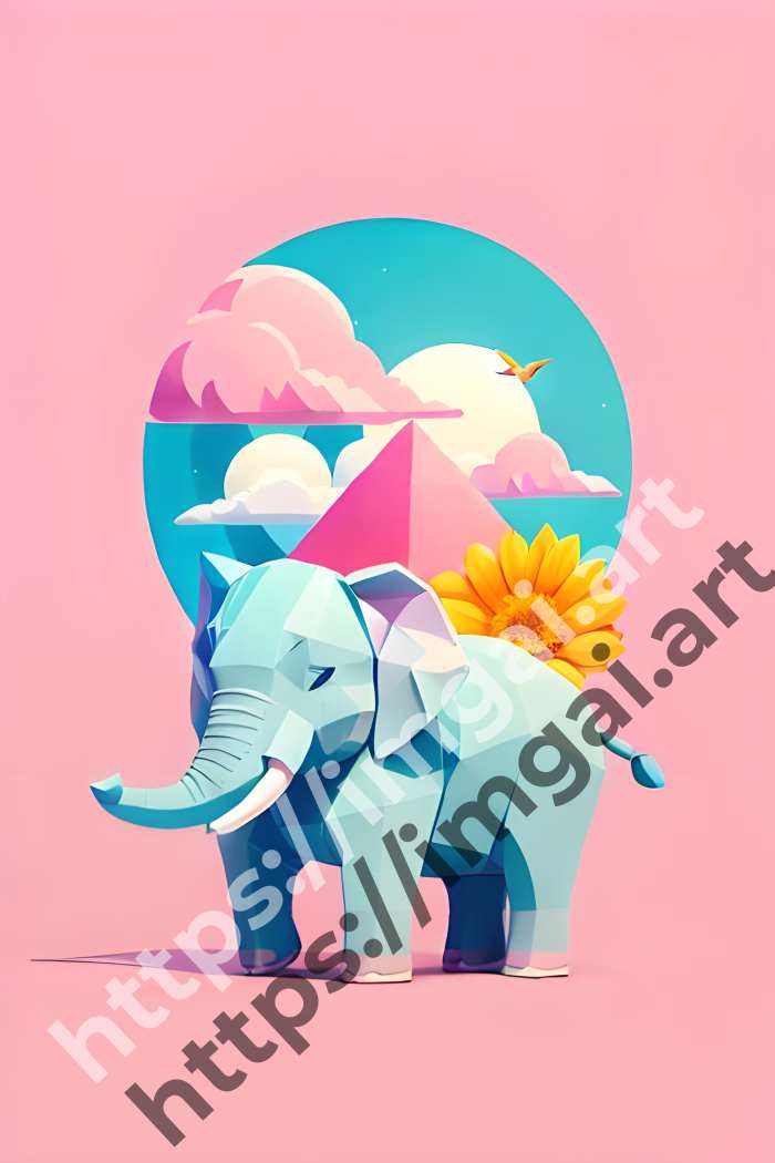  Принт elephant (дикие животные)  в стиле Клипарт. №1263