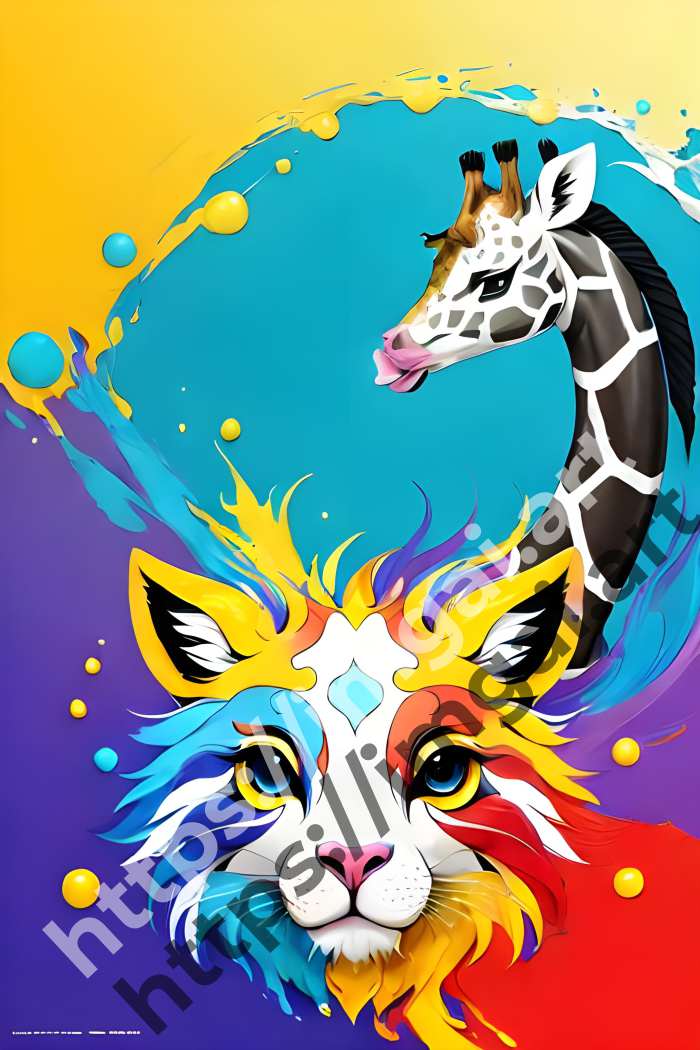  Постер giraffe (дикие животные)  в стиле Splash art. №1290