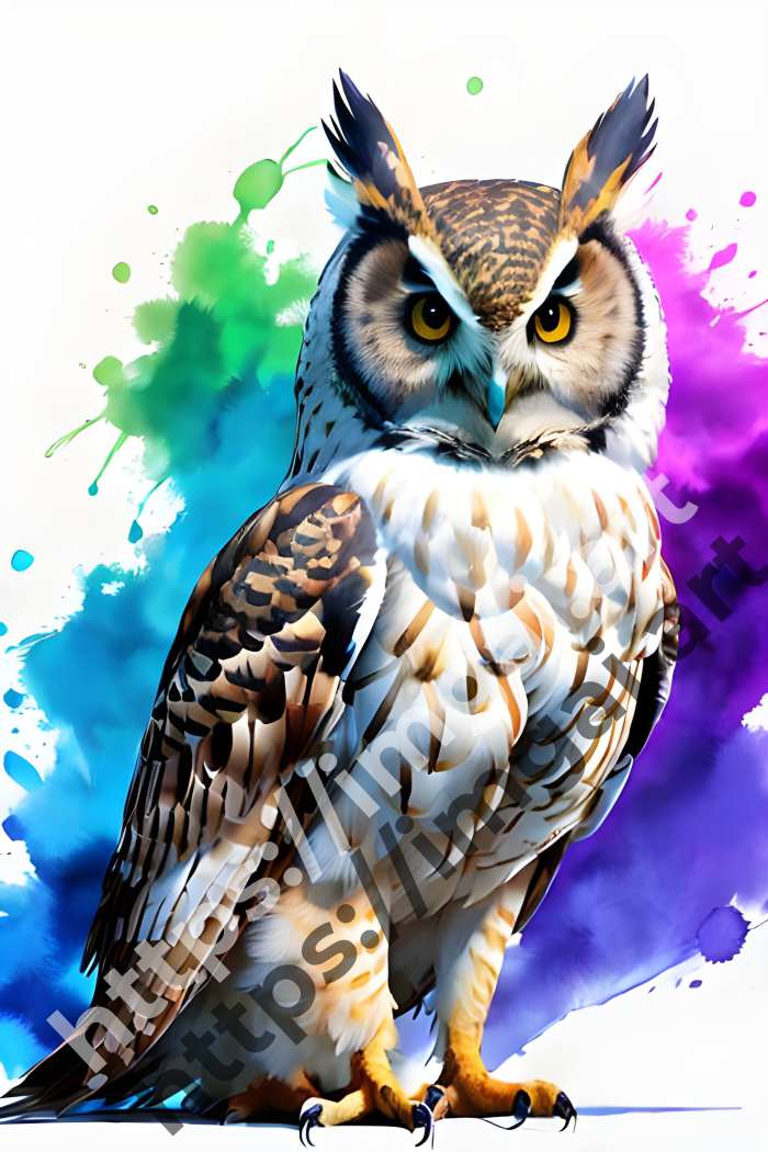  Постер owl (птицы)  в стиле Акварель, Splash art. №1294