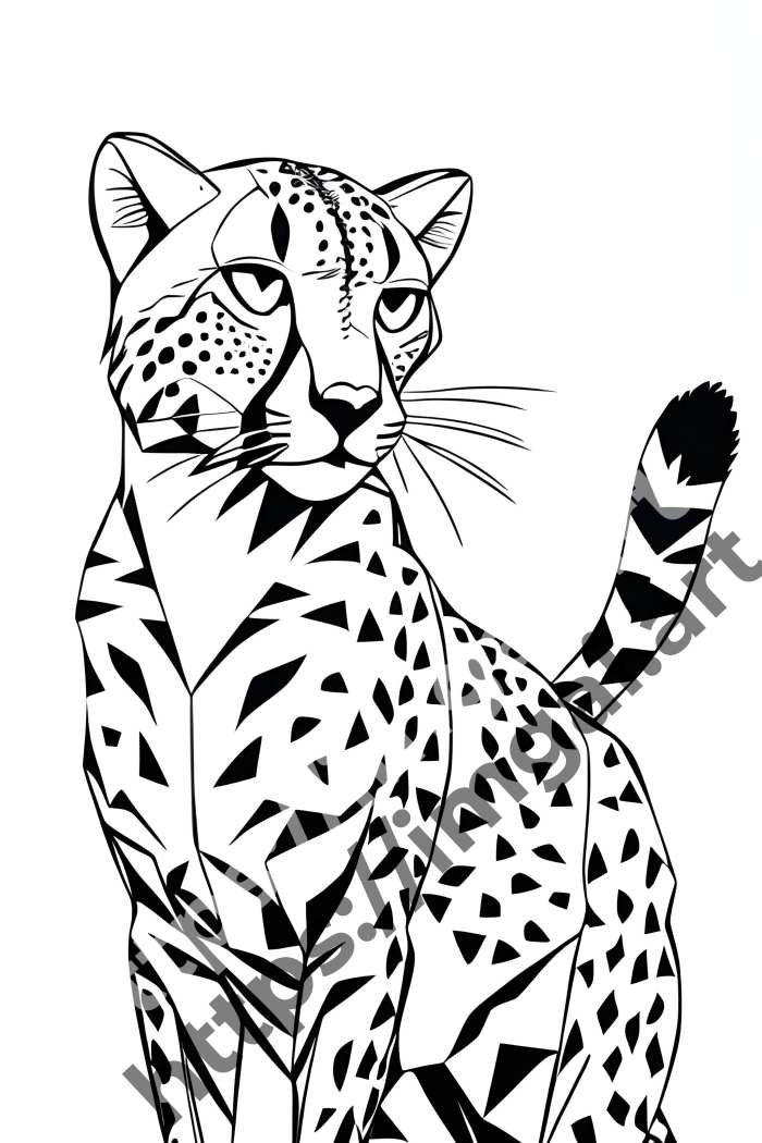  Раскраска cheetah (дикие кошки)  в стиле Low-poly. №1308