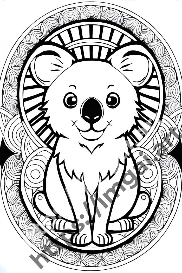  Раскраска koala (дикие животные)  в стиле Mandala. №1311