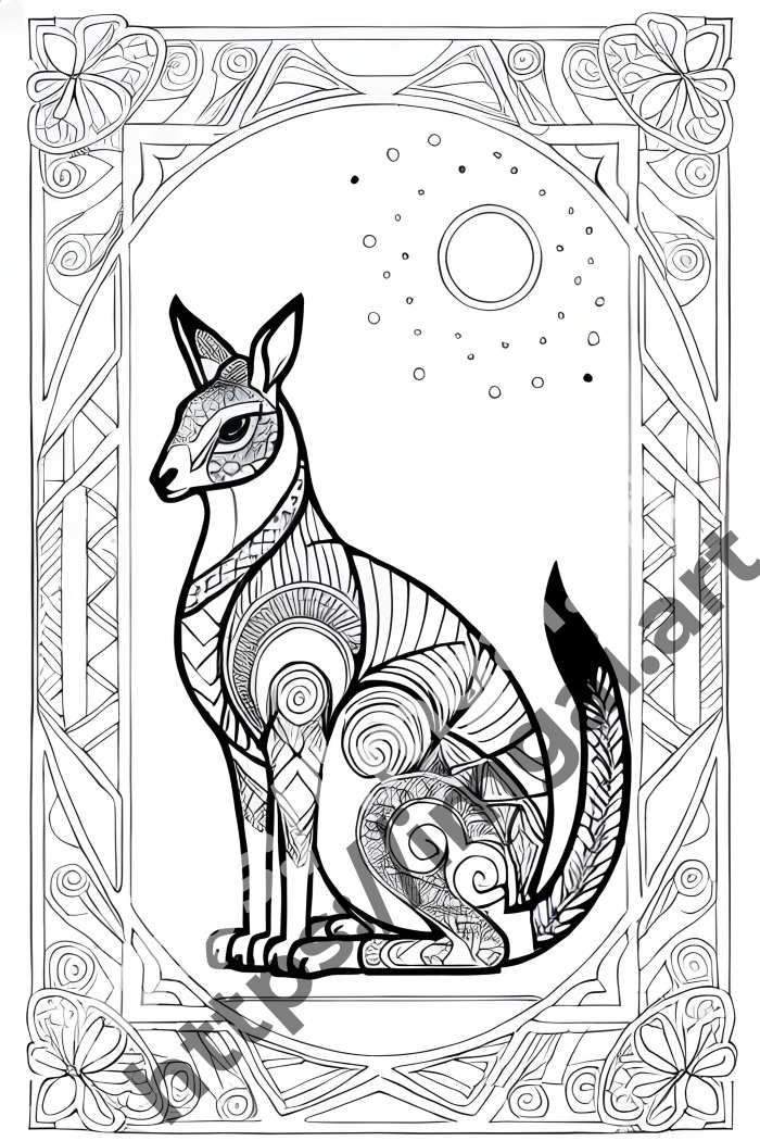  Раскраска kangaroo (дикие животные). №1316