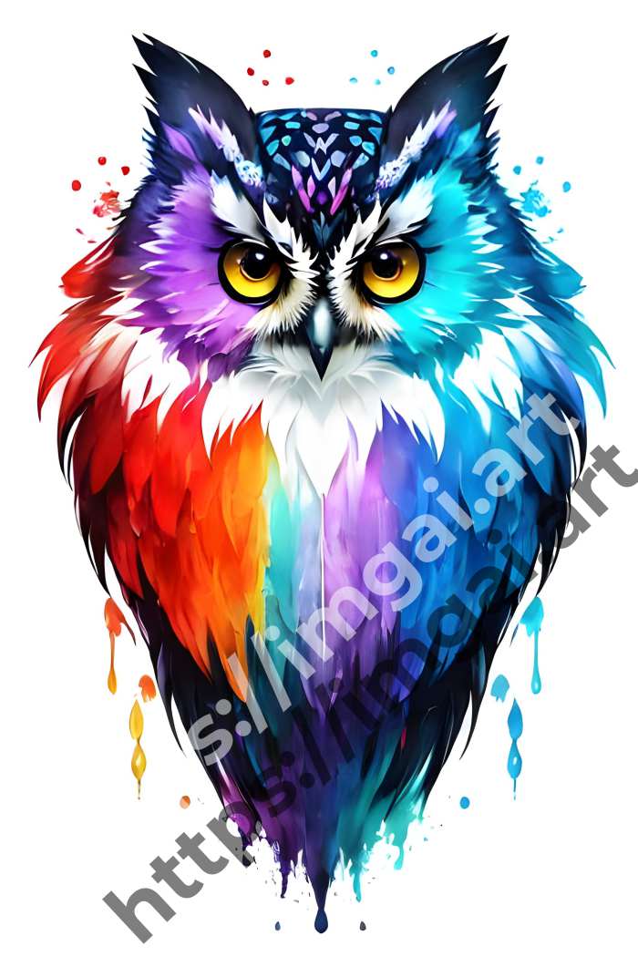  Постер owl (птицы)  в стиле Акварель, Splash art. №1333