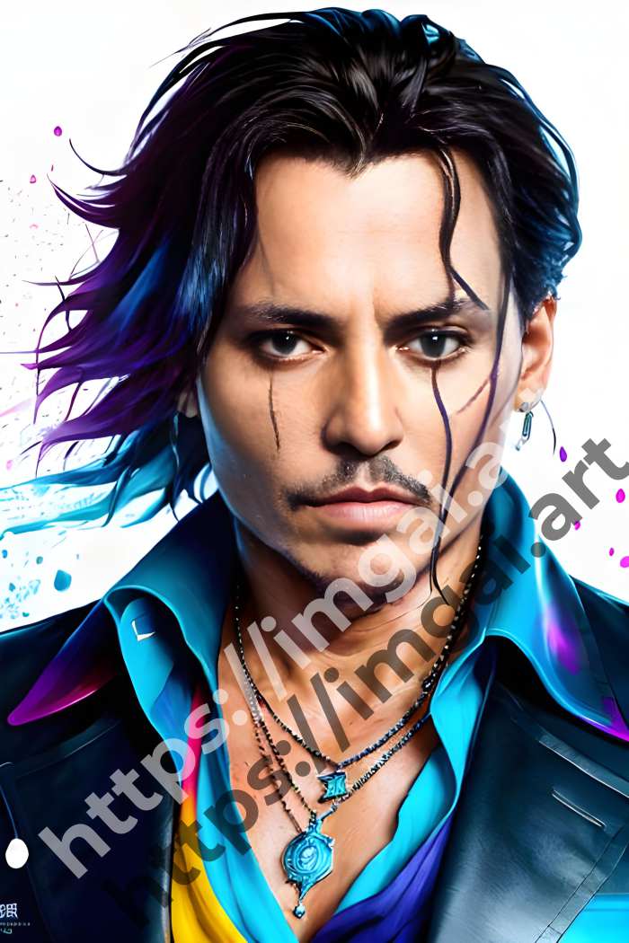  Постер Johnny Depp (актеры)  в стиле Splash art. №1368