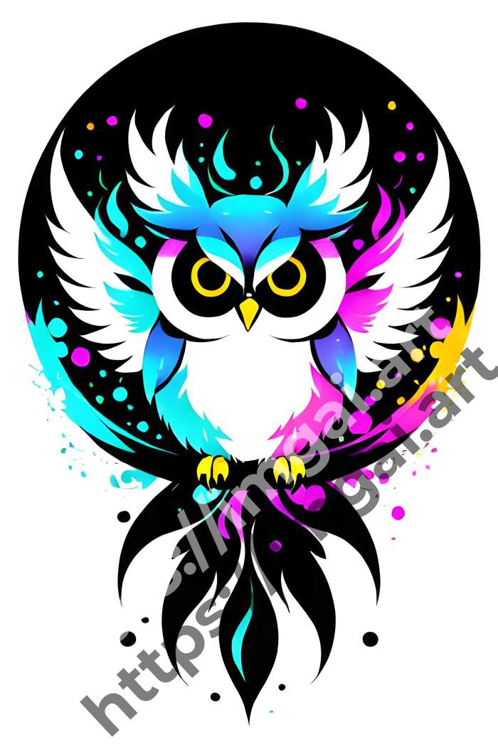  Постер owl (птицы)  в стиле Splash art. №1380