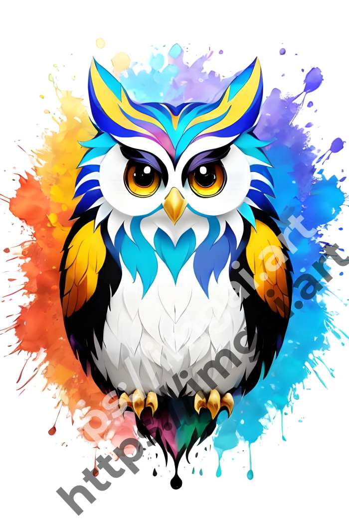  Постер owl (птицы)  в стиле Splash art. №1381