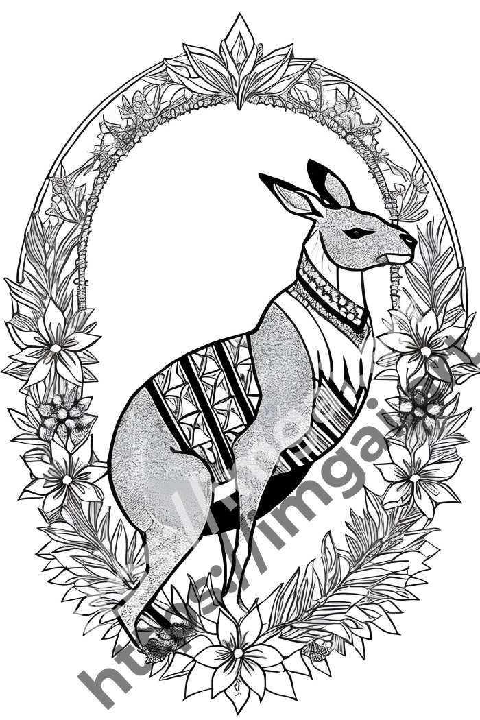  Раскраска kangaroo (дикие животные). №1389