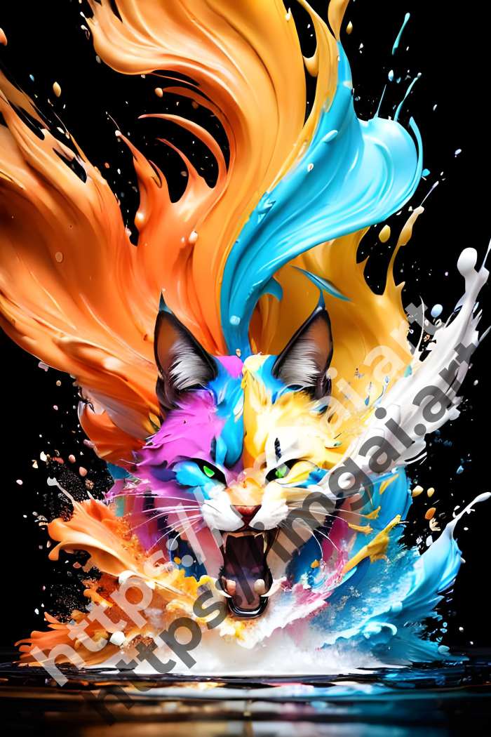  Постер cat (домашние животные)  в стиле Splash art. №1396