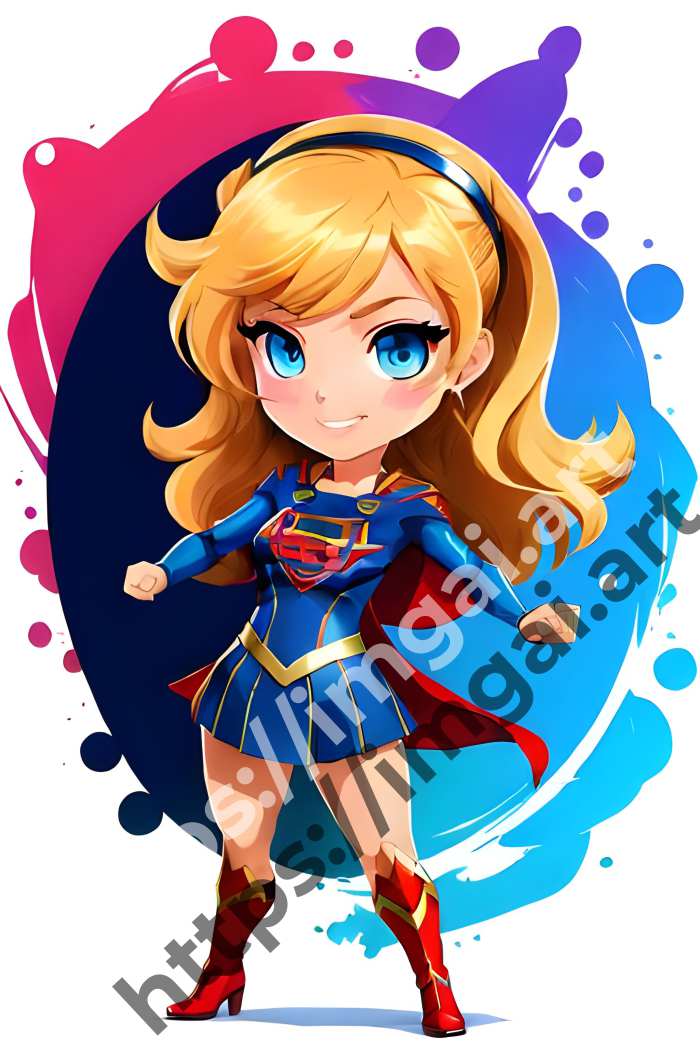  Принт Supergirl (герои)  в стиле Splash art, Граффити. №1397