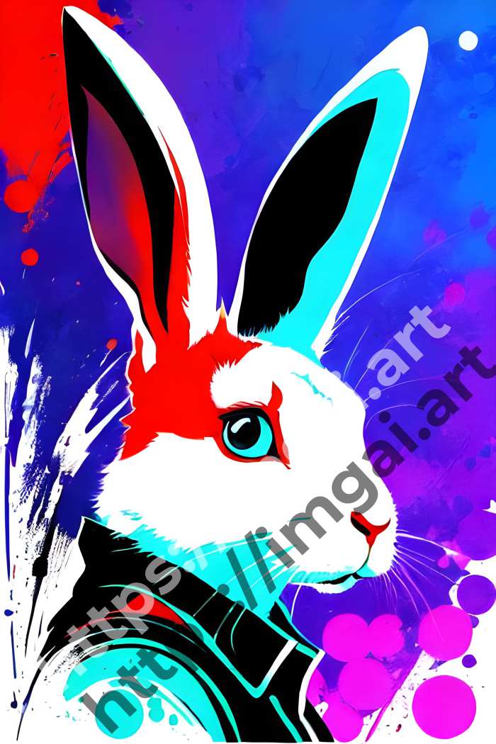  Постер rabbit (домашние животные)  в стиле Splash art. №1410