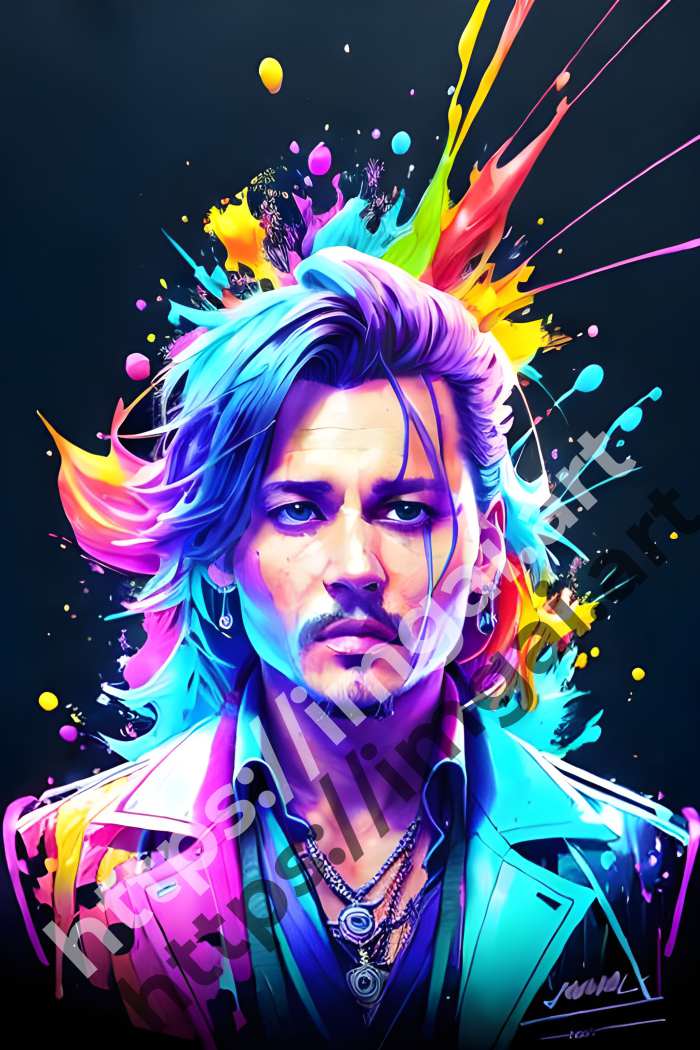  Постер Johnny Depp (актеры)  в стиле Splash art. №142