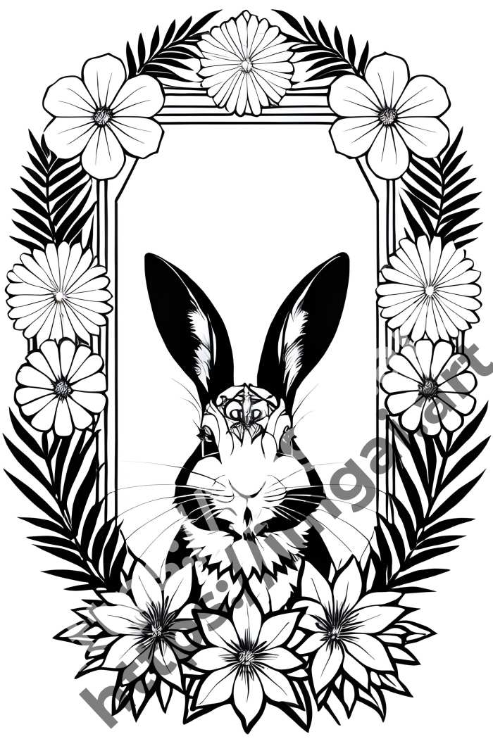  Раскраска rabbit (домашние животные). №1422