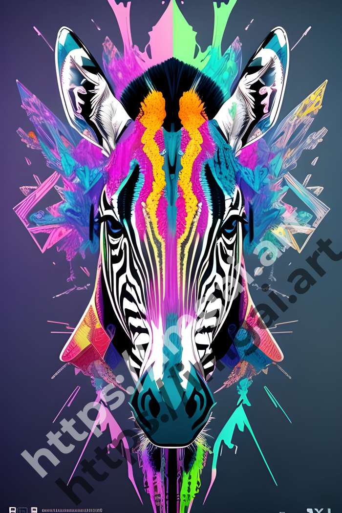  Постер zebra (дикие животные)  в стиле Low-poly. №1431