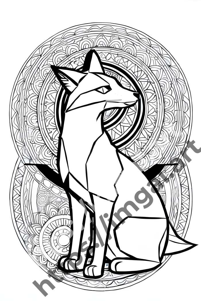  Раскраска fox (дикие животные)  в стиле Low-poly. №1446
