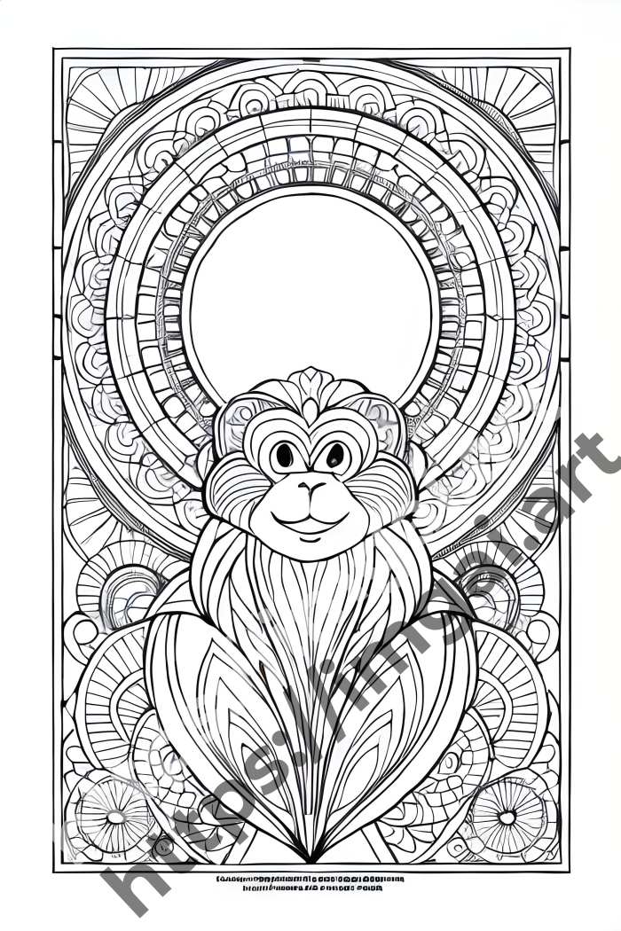  Раскраска monkey (дикие животные). №1452