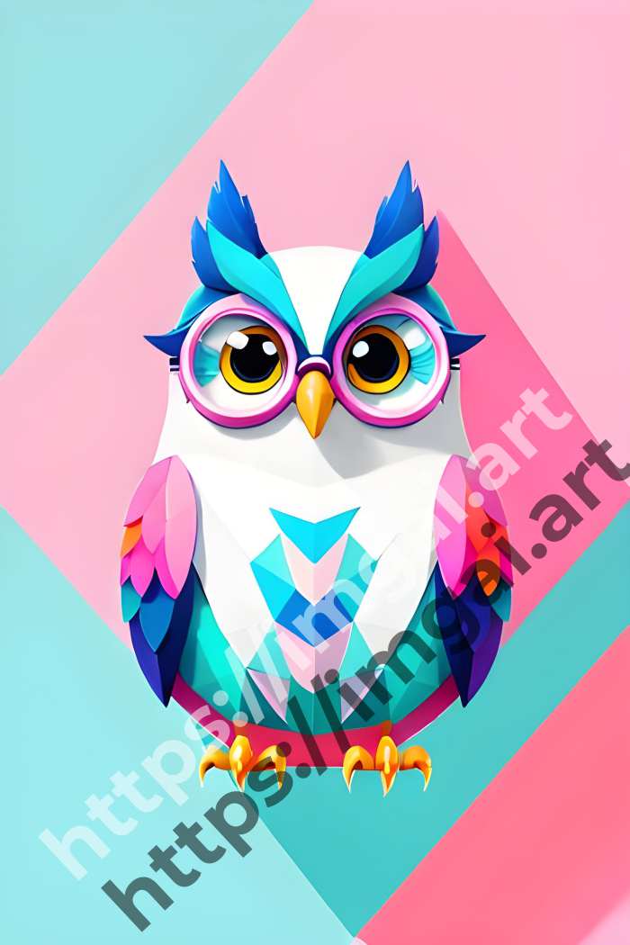  Принт owl (птицы)  в стиле Splash art. №1455
