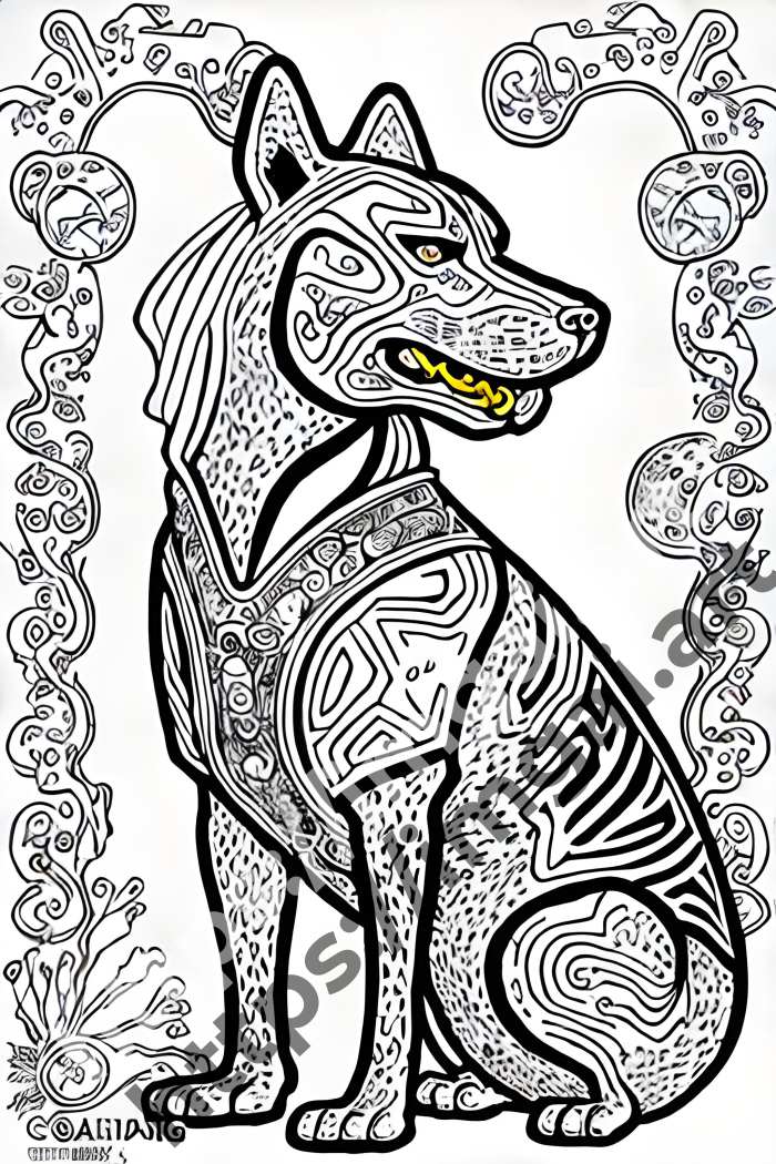  Раскраска dog (домашние животные). №1468